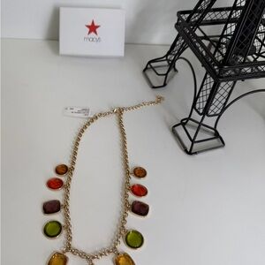 Charter Club Gold Necklace with Multicolor Stones